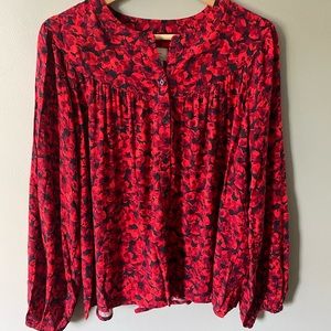 Red Floral Blouse